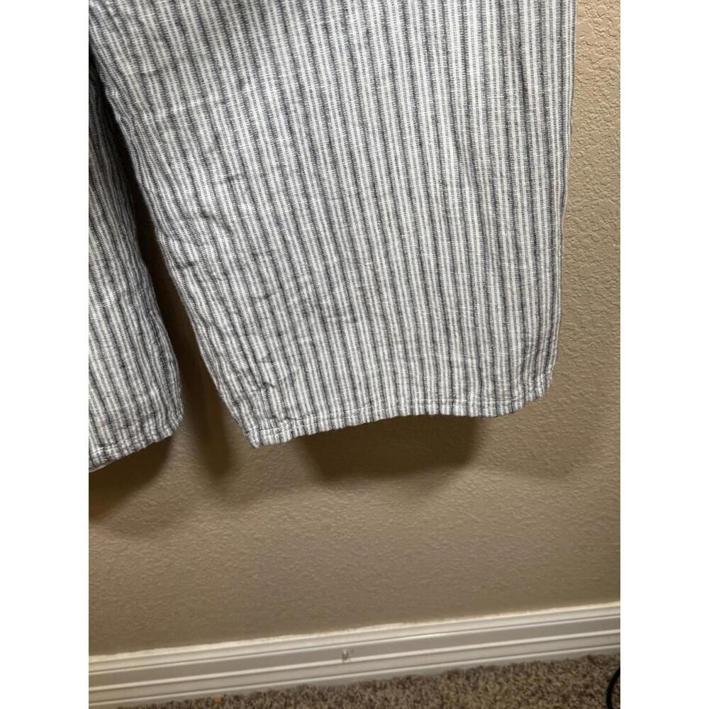 American Eagle Jumpsuit Women Sz XL  Gray White Linen Cotton Belted Lined - Picture 5 of 9